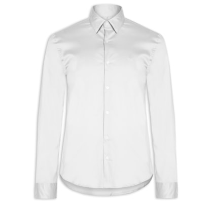 Camisa Masculina Slim Manga Longa Básica Algodão Poliamida - Cinza
