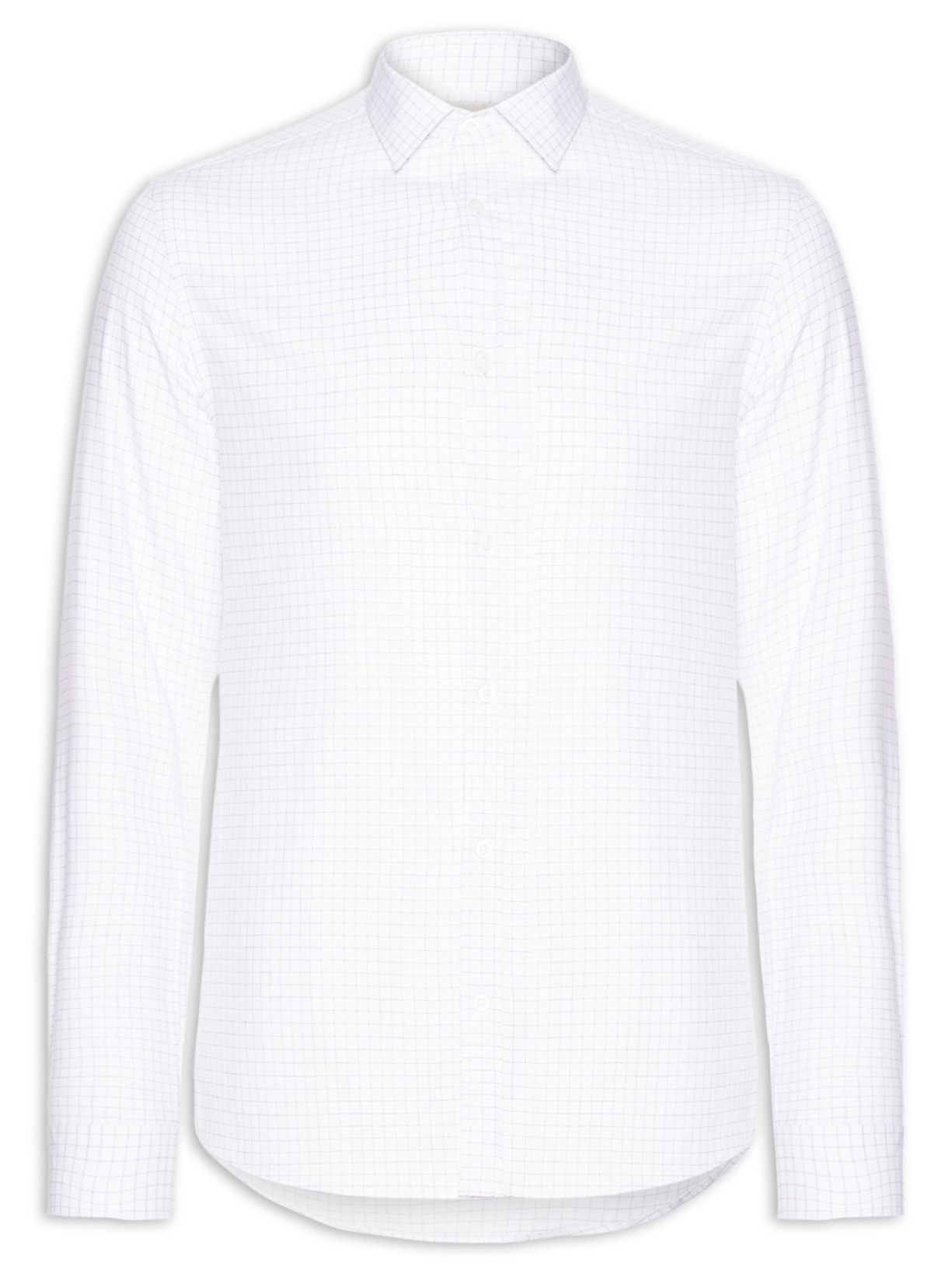 Camisa Masculina Slim Maquinetada Xadrez Branco Calvin Klein - White Label