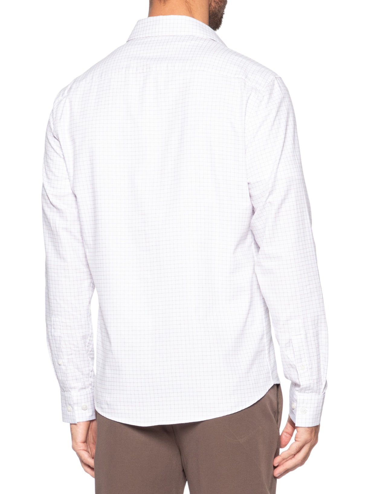 Camisa Masculina Slim Maquinetada Xadrez Branco Calvin Klein - White Label