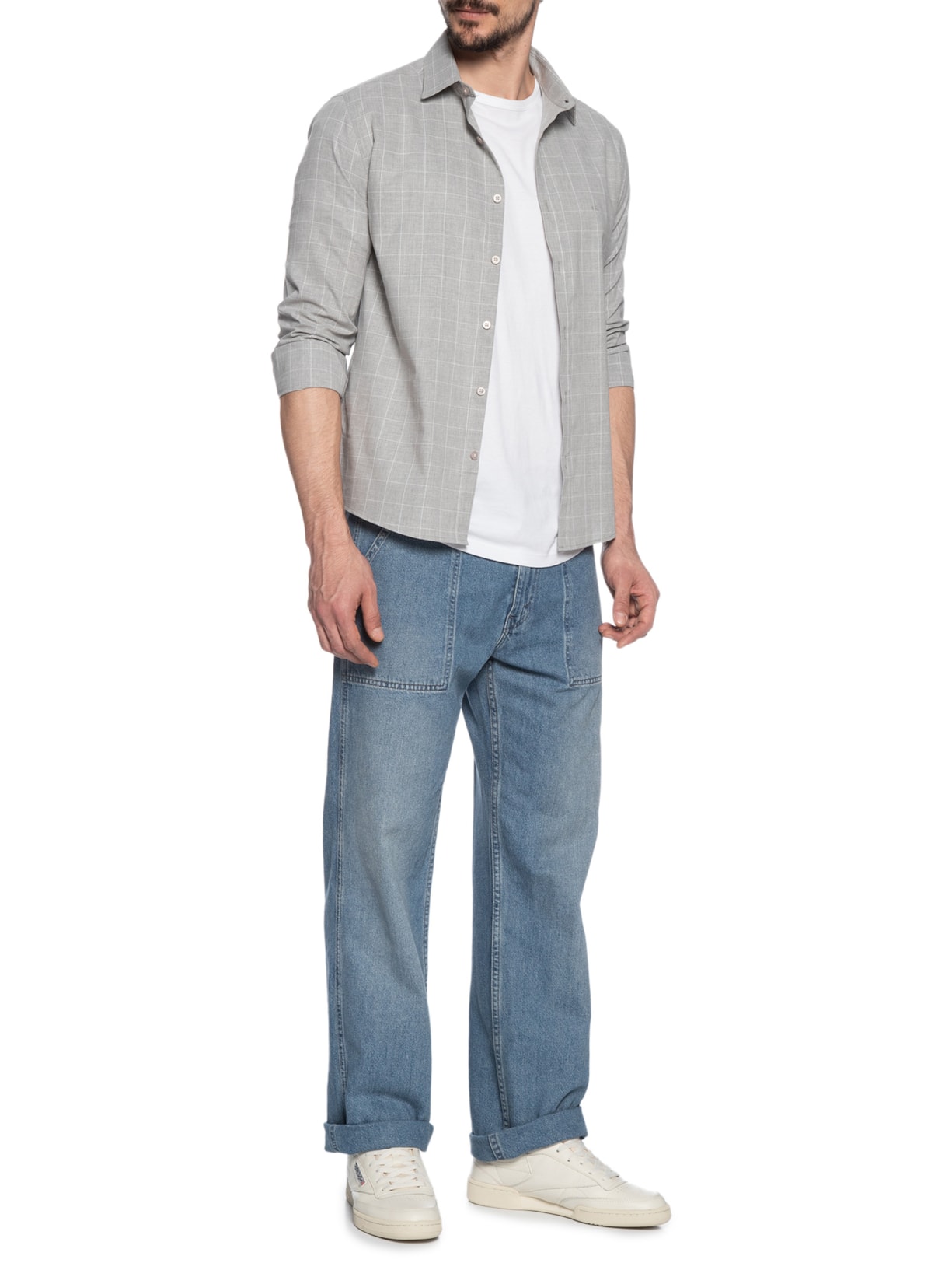 Camisa Masculina Slim Mescla Cinza Calvin Klein