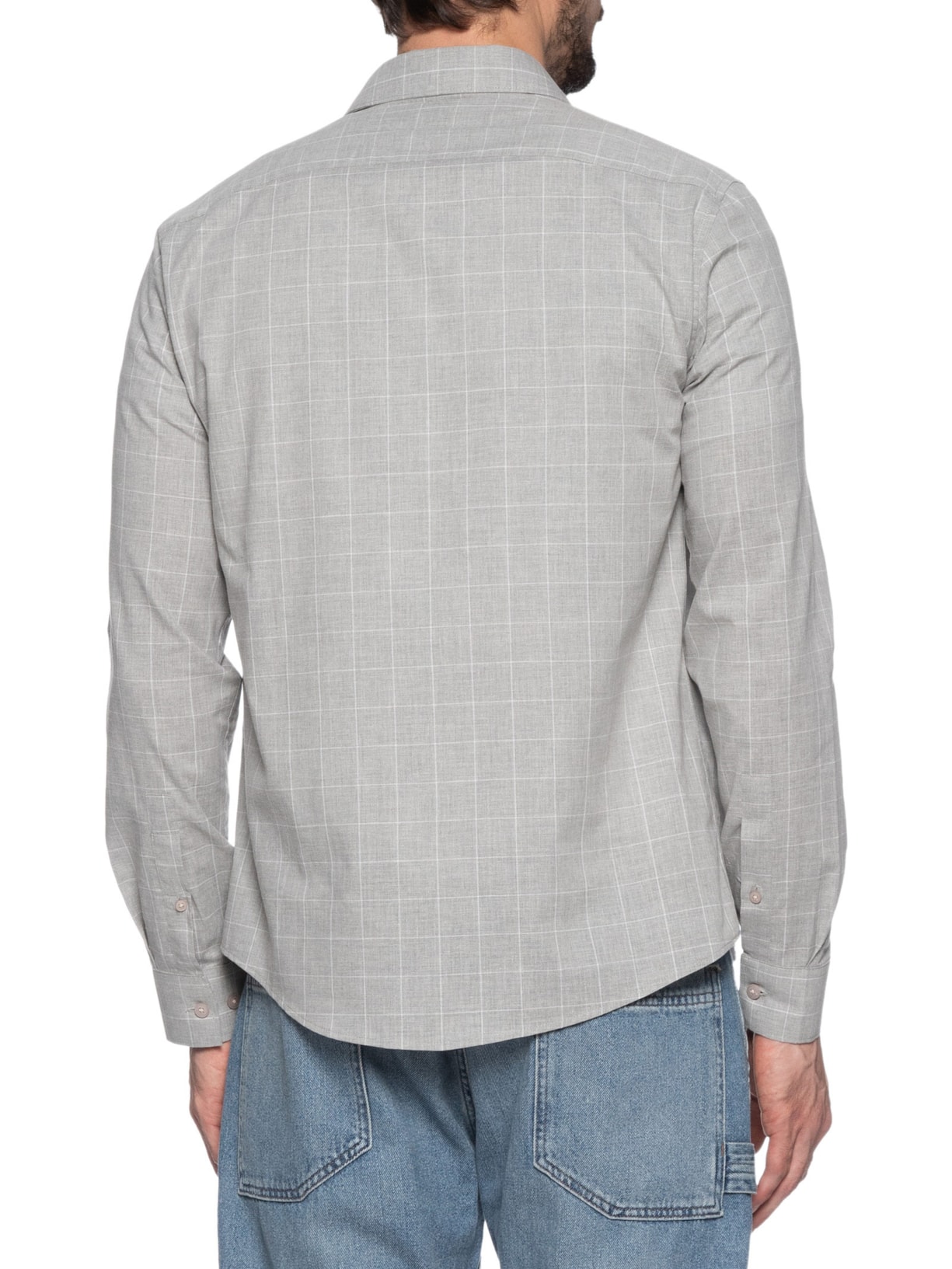 Camisa Masculina Slim Mescla Cinza Calvin Klein