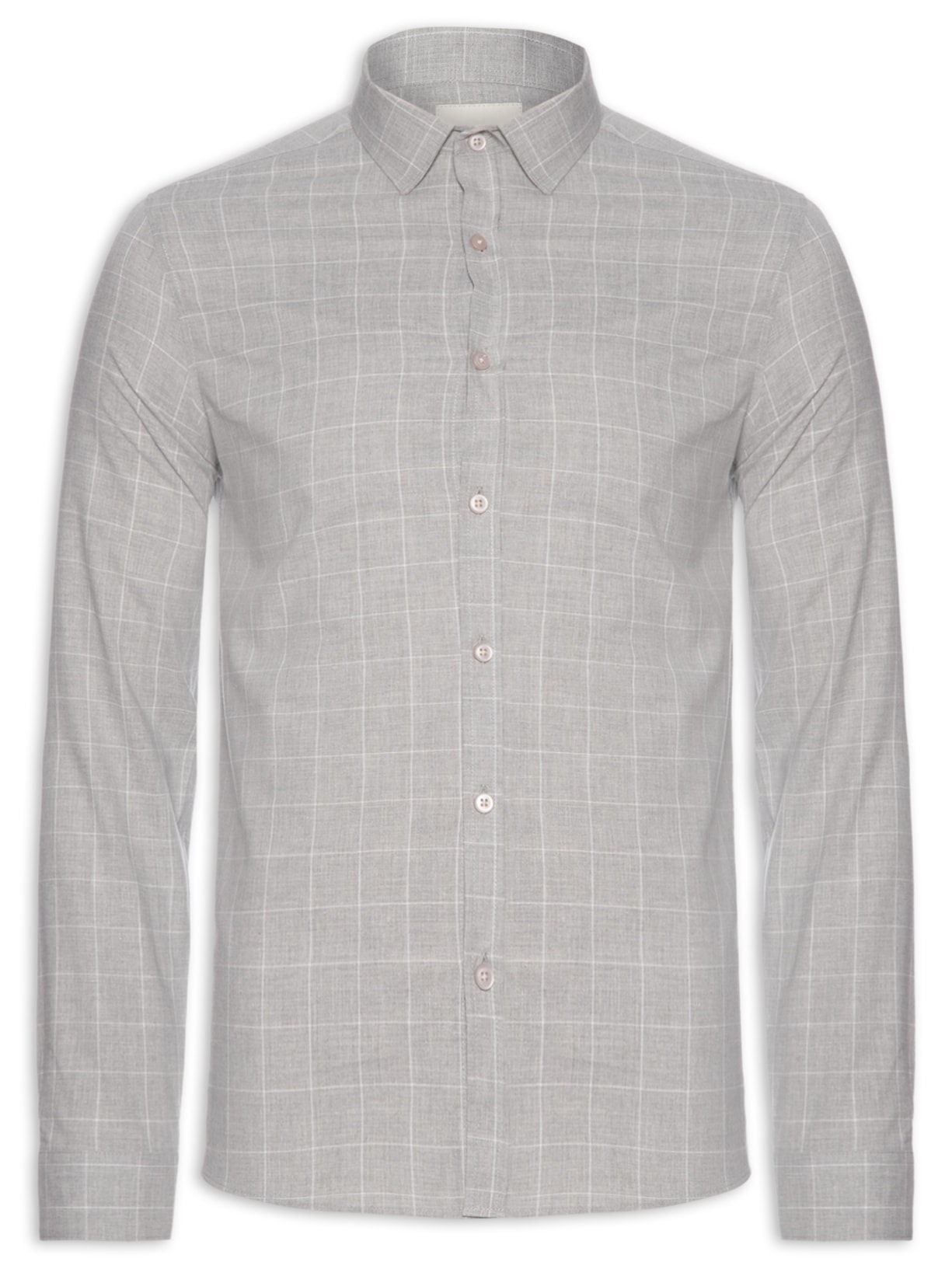 Camisa Masculina Slim Mescla - Cinza