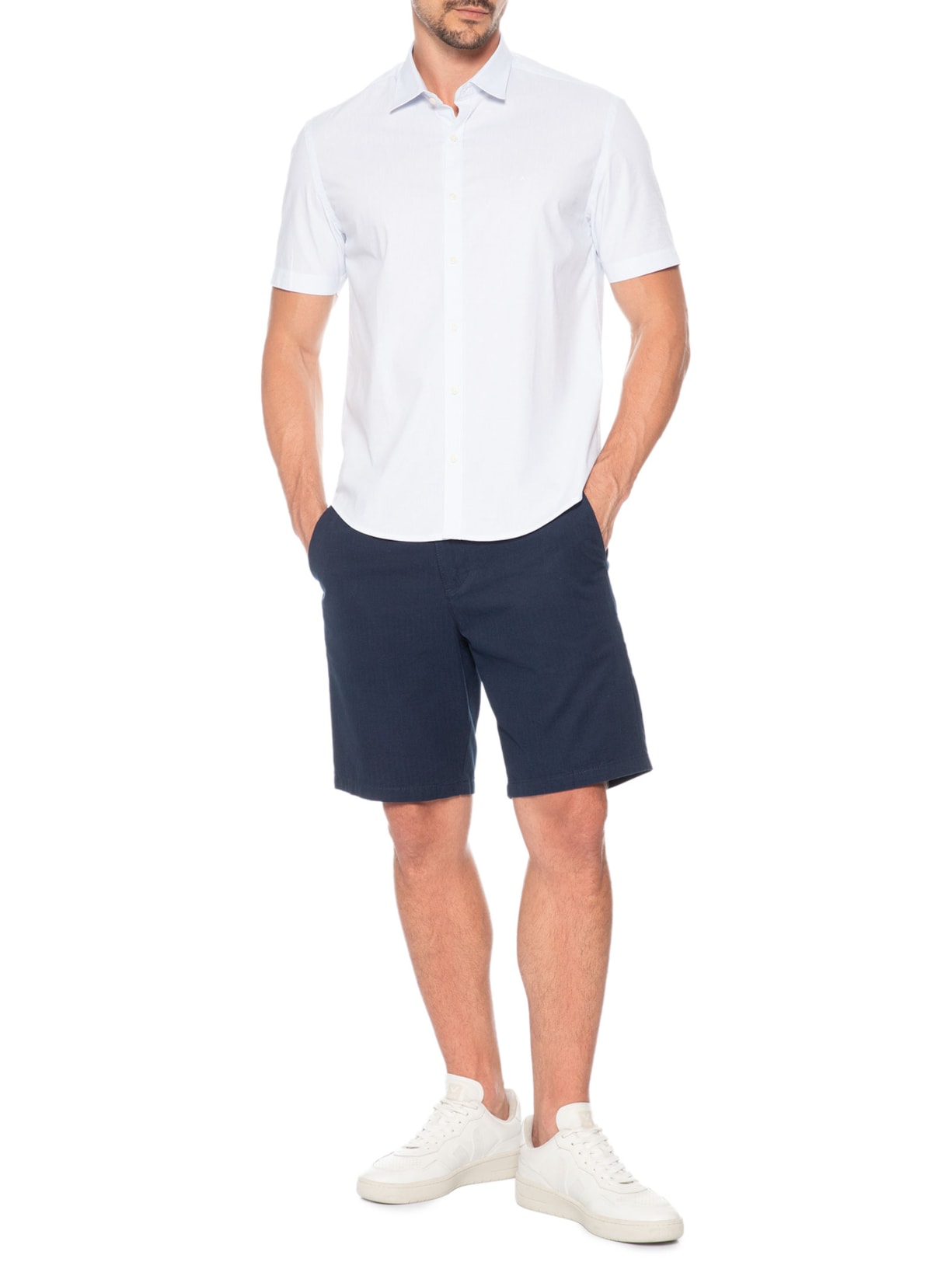 Camisa Masculina Slim Micro Xadrez Branco Aramis