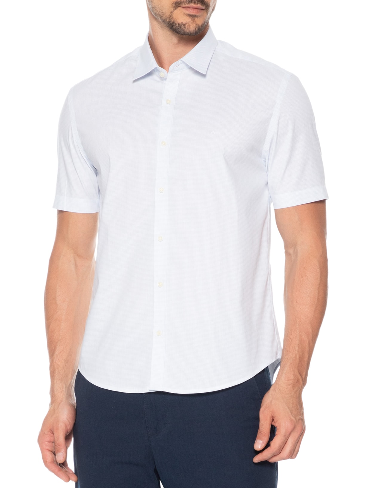 Camisa Masculina Slim Micro Xadrez Branco Aramis