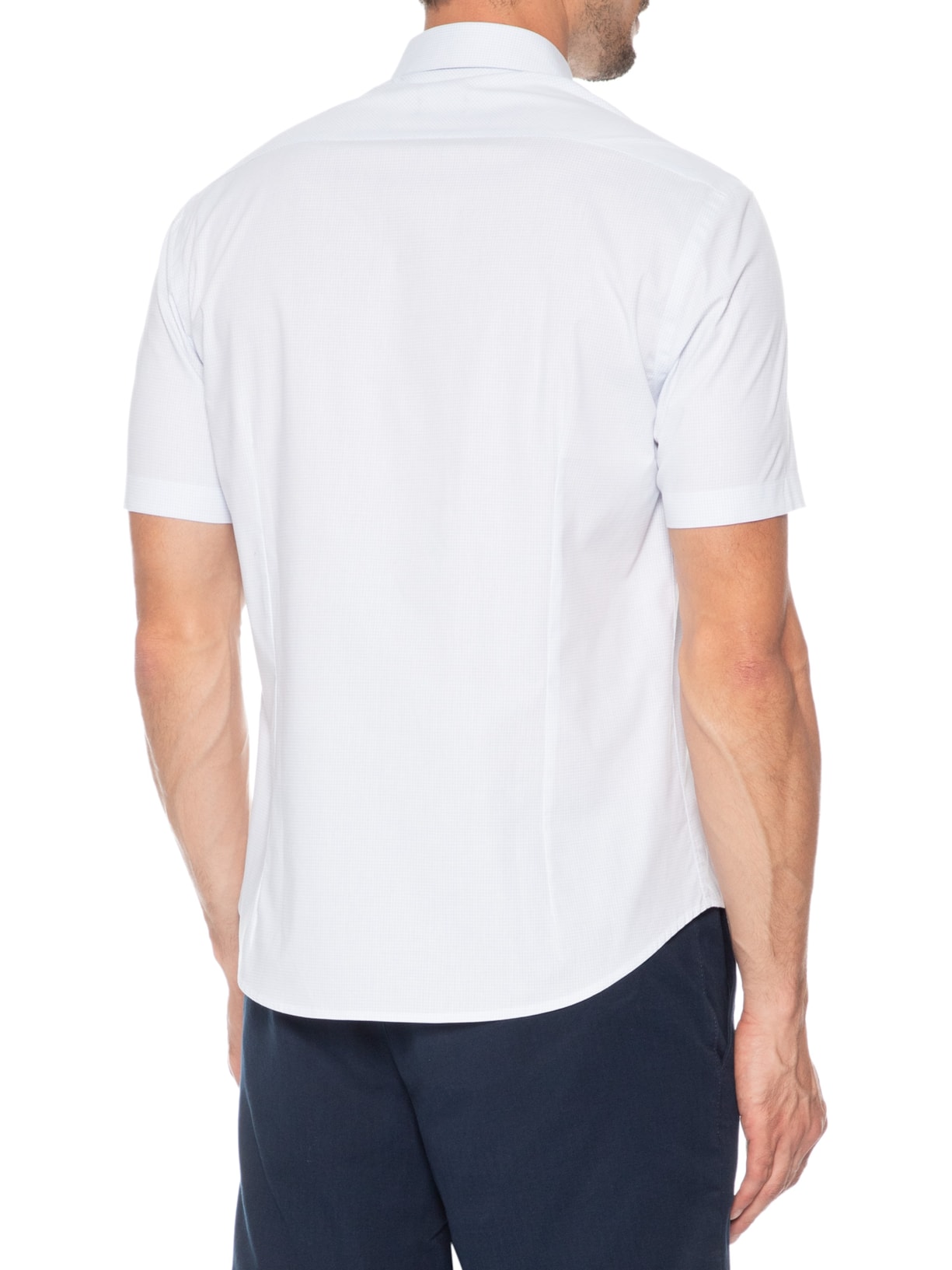 Camisa Masculina Slim Micro Xadrez Branco Aramis