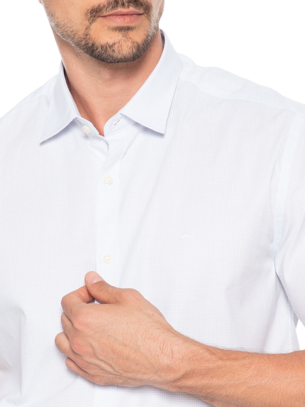Camisa Masculina Slim Micro Xadrez Branco Aramis