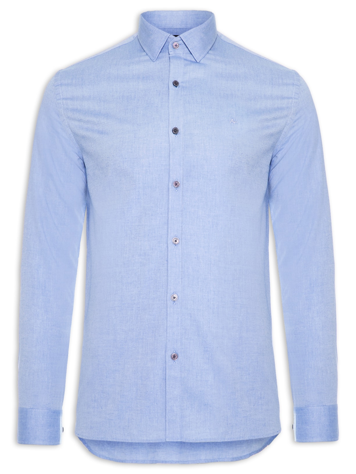 Camisa Masculina Slim Oxford Fio 50 - Azul