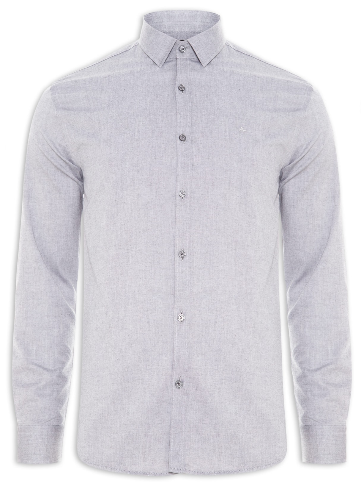 Camisa Masculina Slim Oxford Fio 50 - Cinza