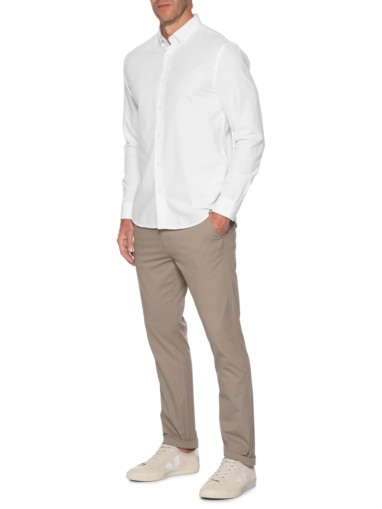 Camisa Masculina Slim Oxford Planalto Bdnw Branco Aramis