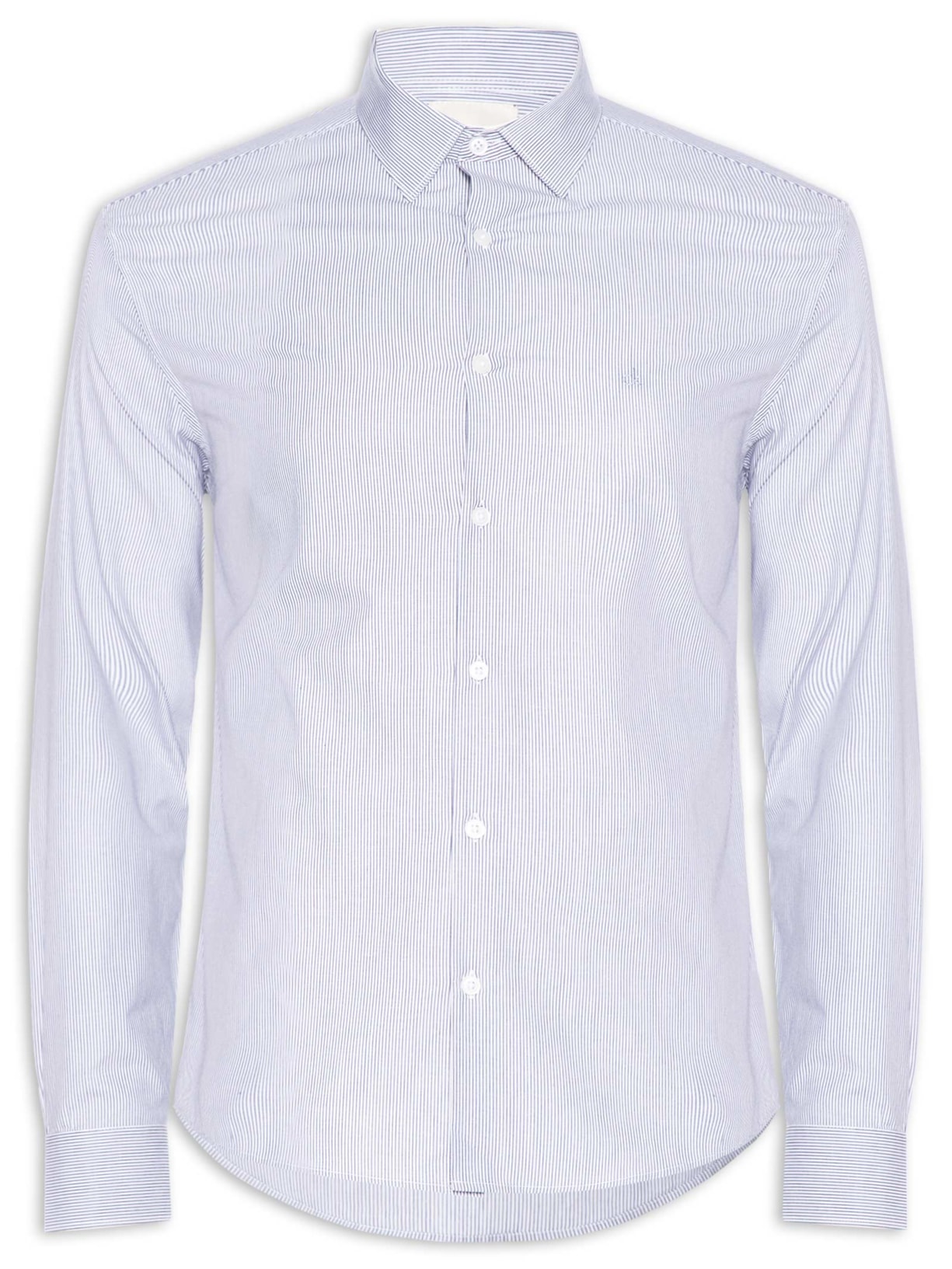 Camisa Masculina Slim Tricoline Fio 60 Azul Calvin Klein - White Label