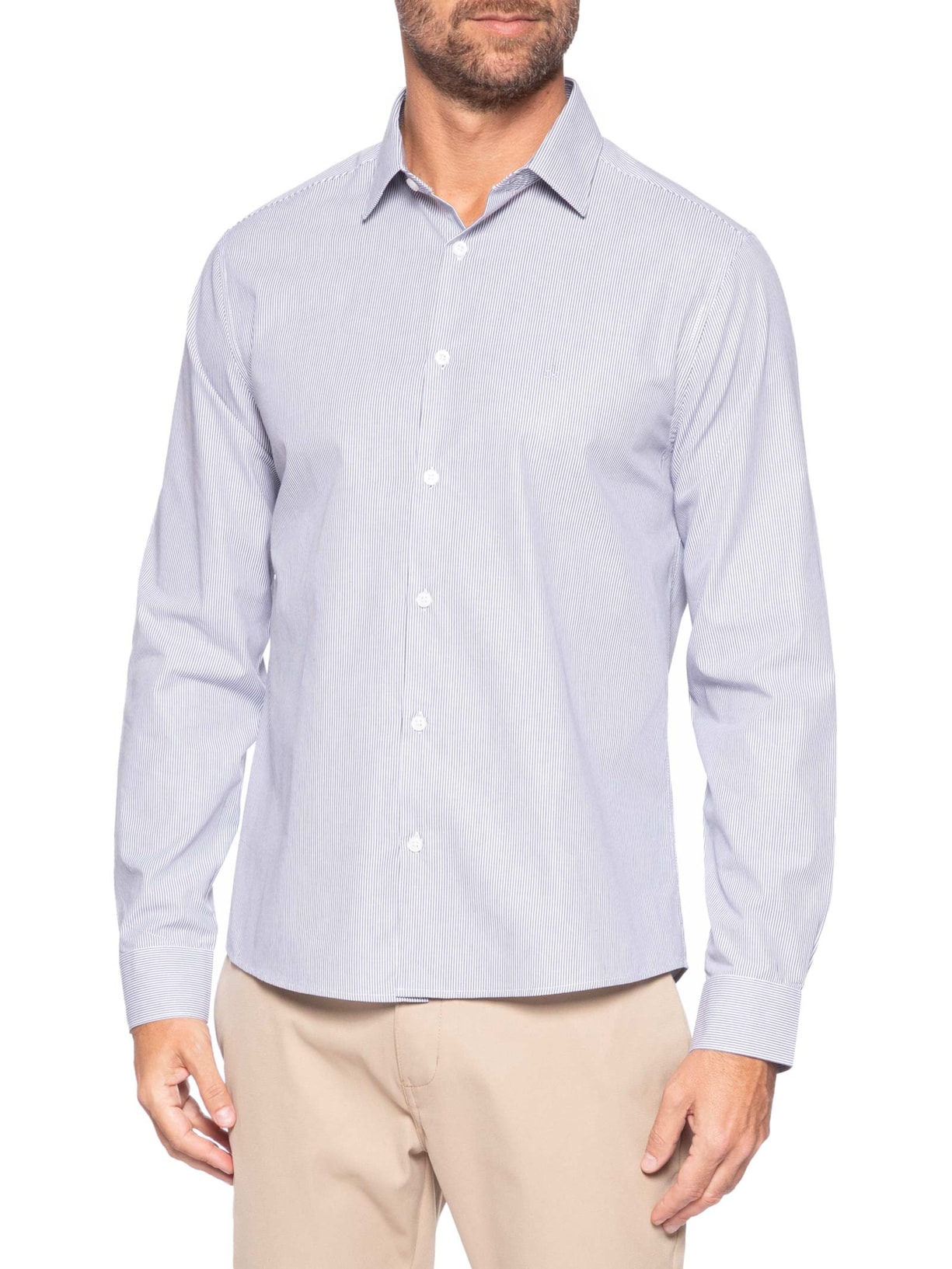 Camisa Masculina Slim Tricoline Fio 60 Azul Calvin Klein - White Label