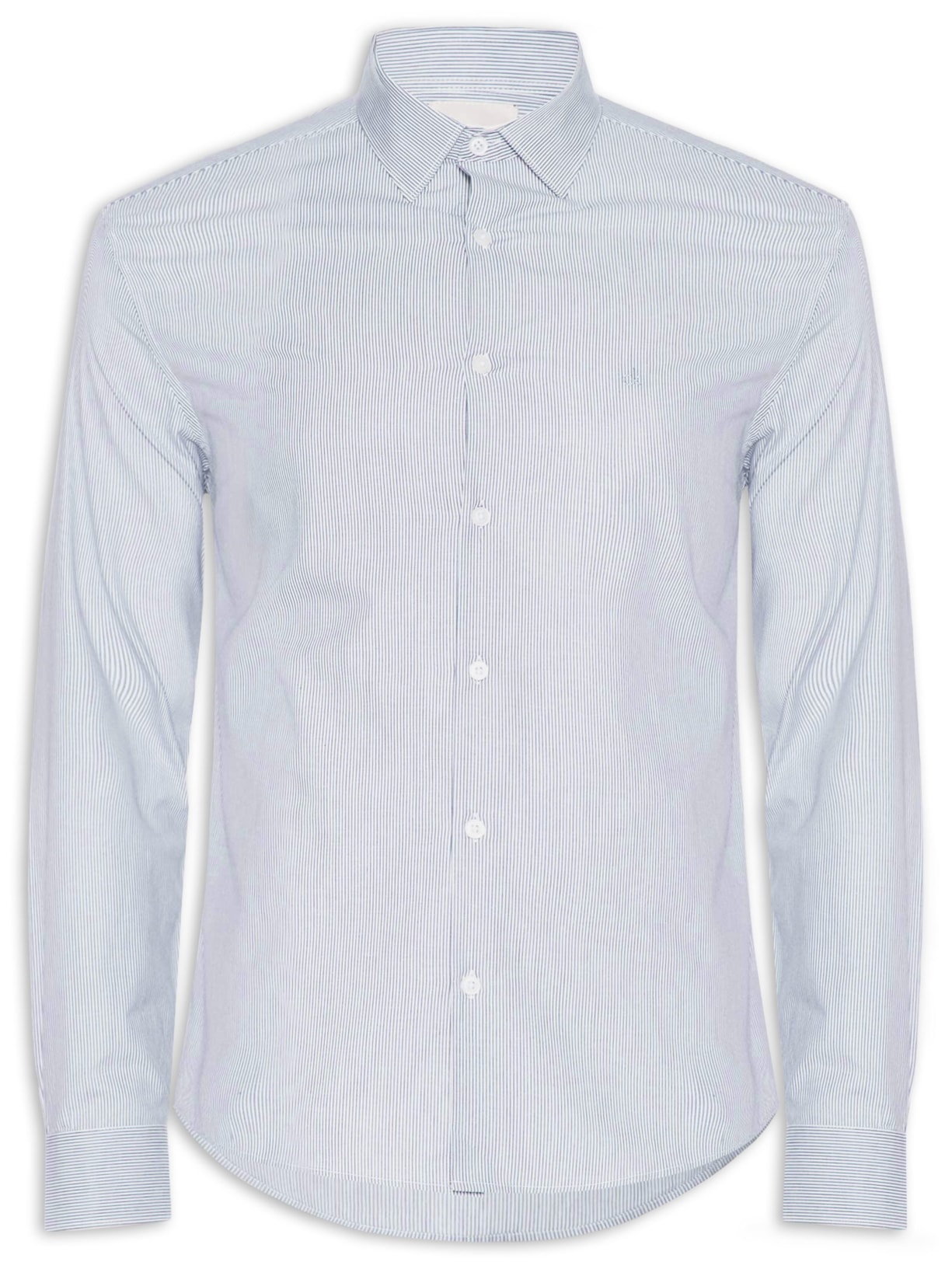 Camisa Masculina Slim Tricoline Fio 60 Azul Calvin Klein