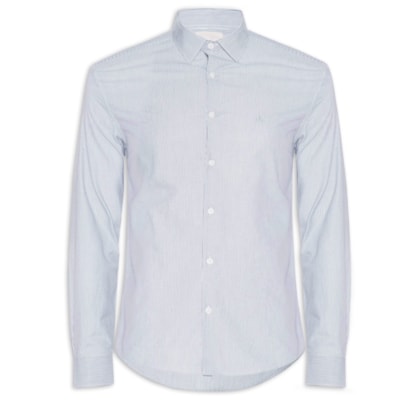 Camisa Masculina Slim Tricoline Fio 60 - Azul