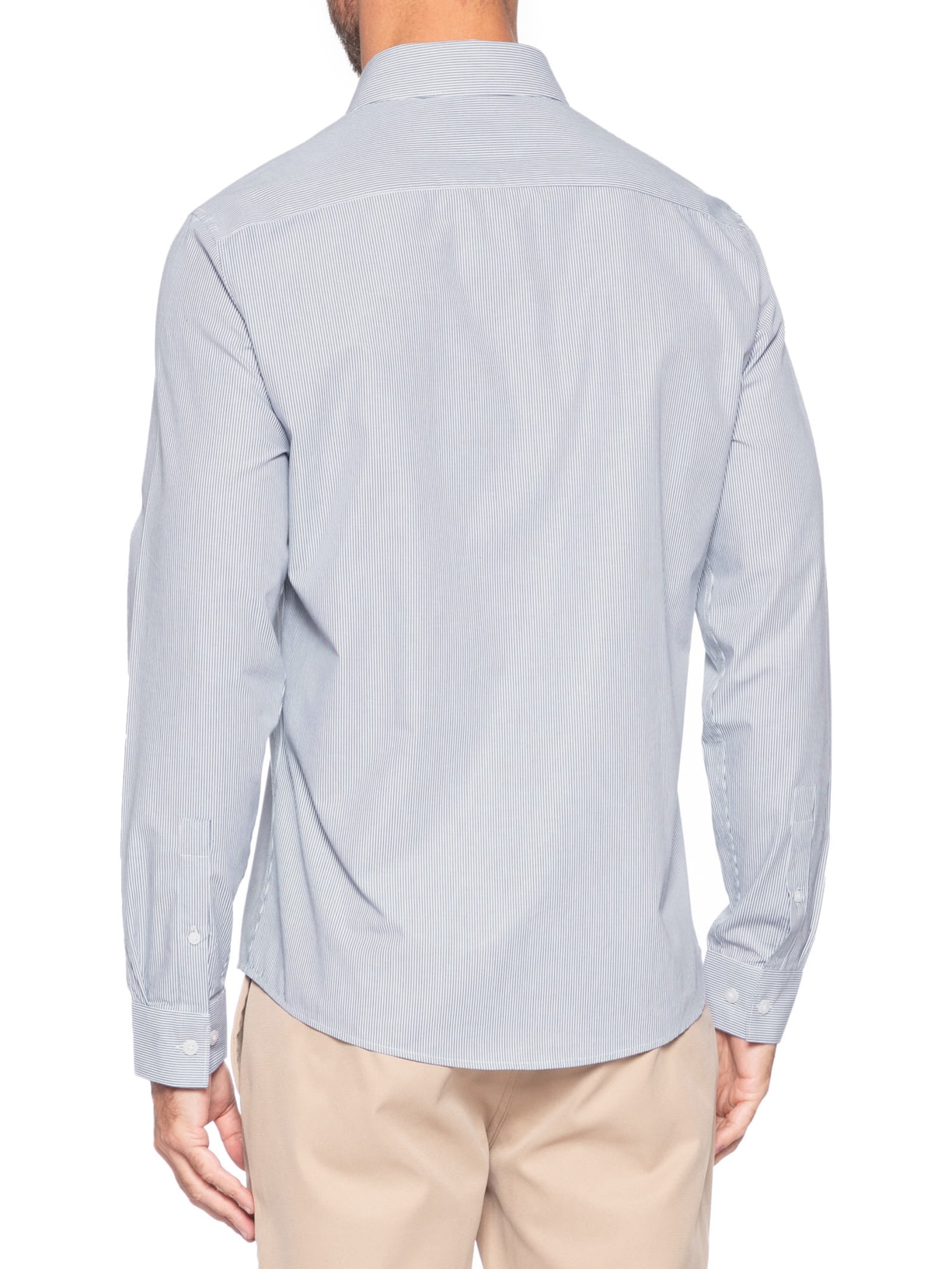 Camisa Masculina Slim Tricoline Fio 60 Azul Calvin Klein