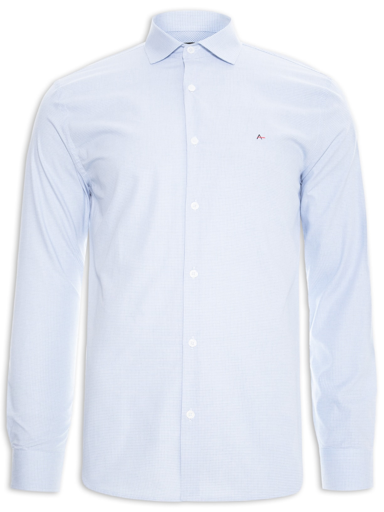 Camisa Masculina Slim Tricoline Micro Xadrez - Azul