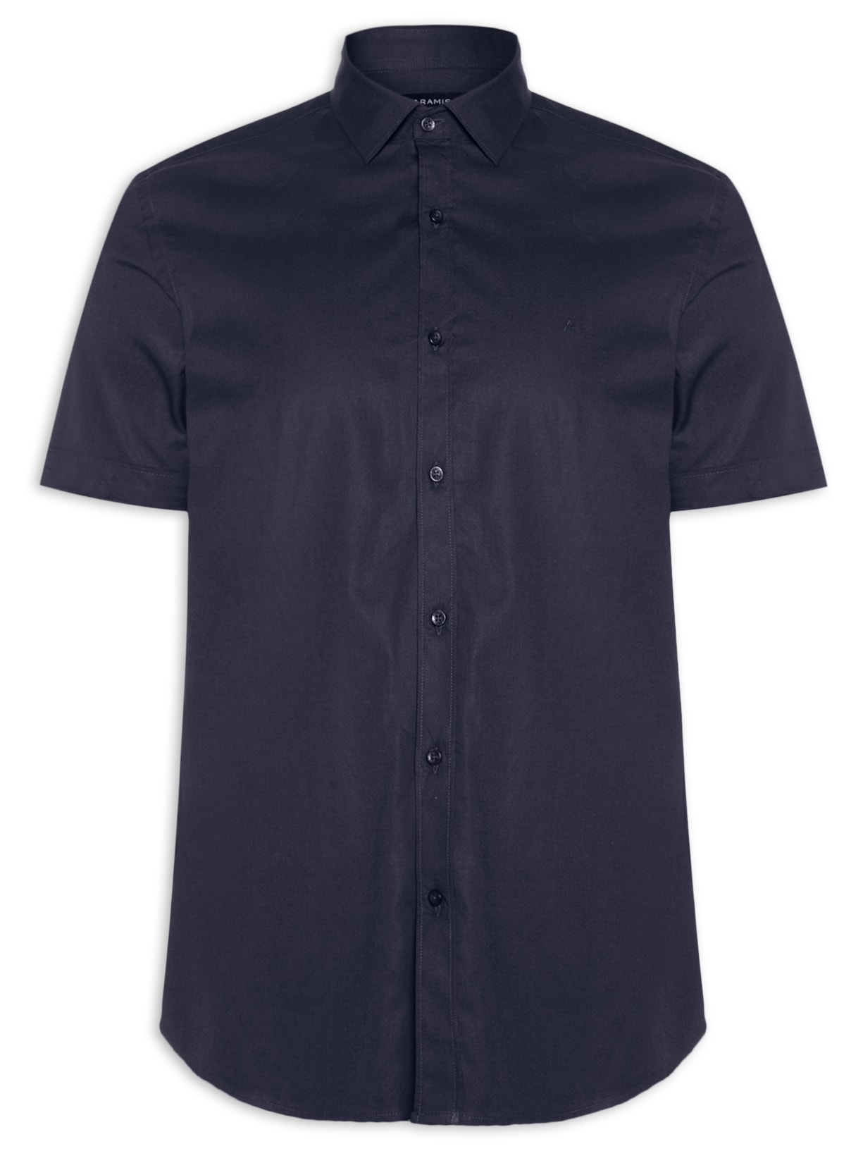 Camisa Masculina Slim Tricoline Stretch Liso - Azul