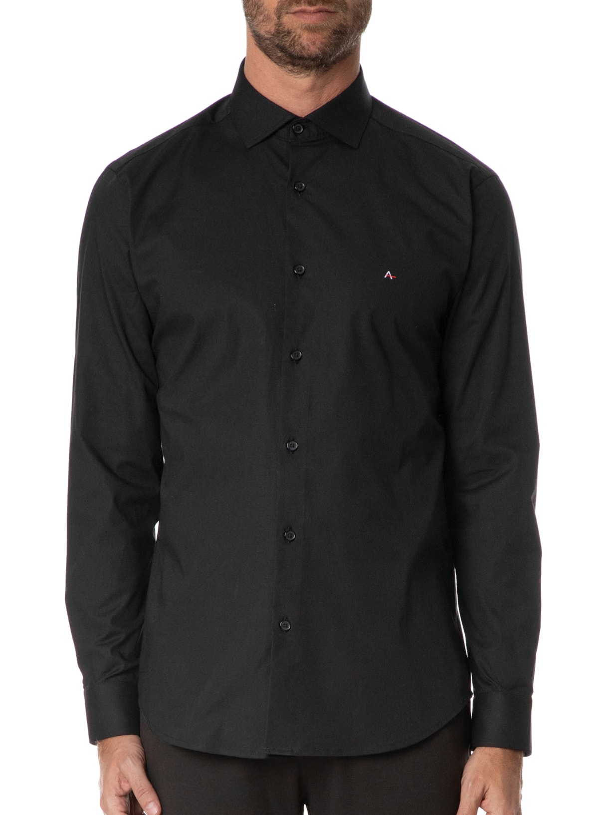 Camisa Masculina Slim Tricoline Stretch Preto Aramis