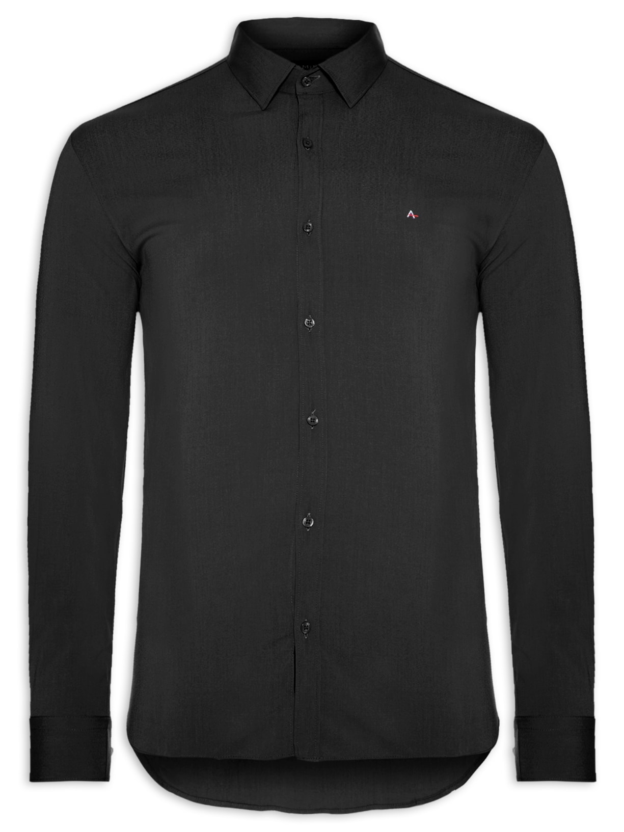 Camisa Masculina Slim Tricoline Stretch - Preto