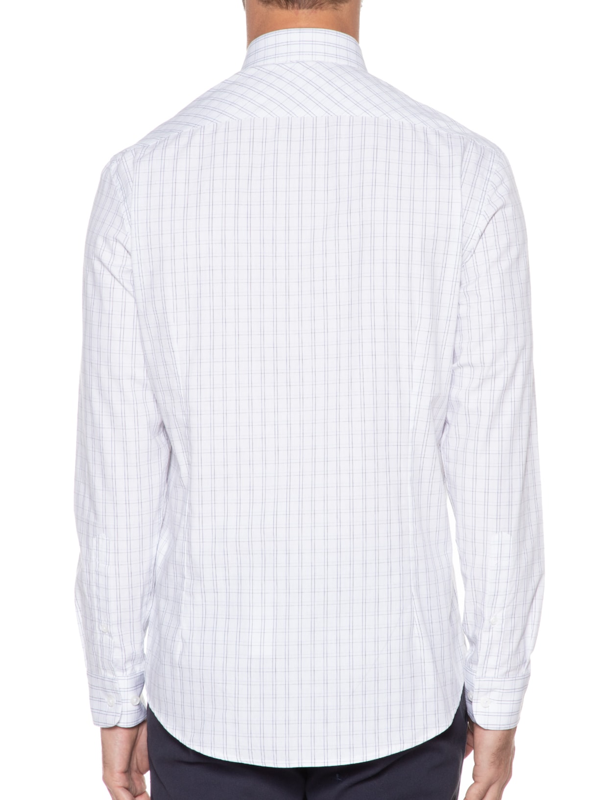 Camisa Masculina Slim Tricoline Xadrez Branco Aramis