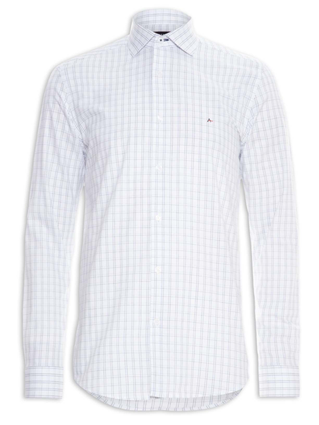 Camisa Masculina Slim Tricoline Xadrez - Branco