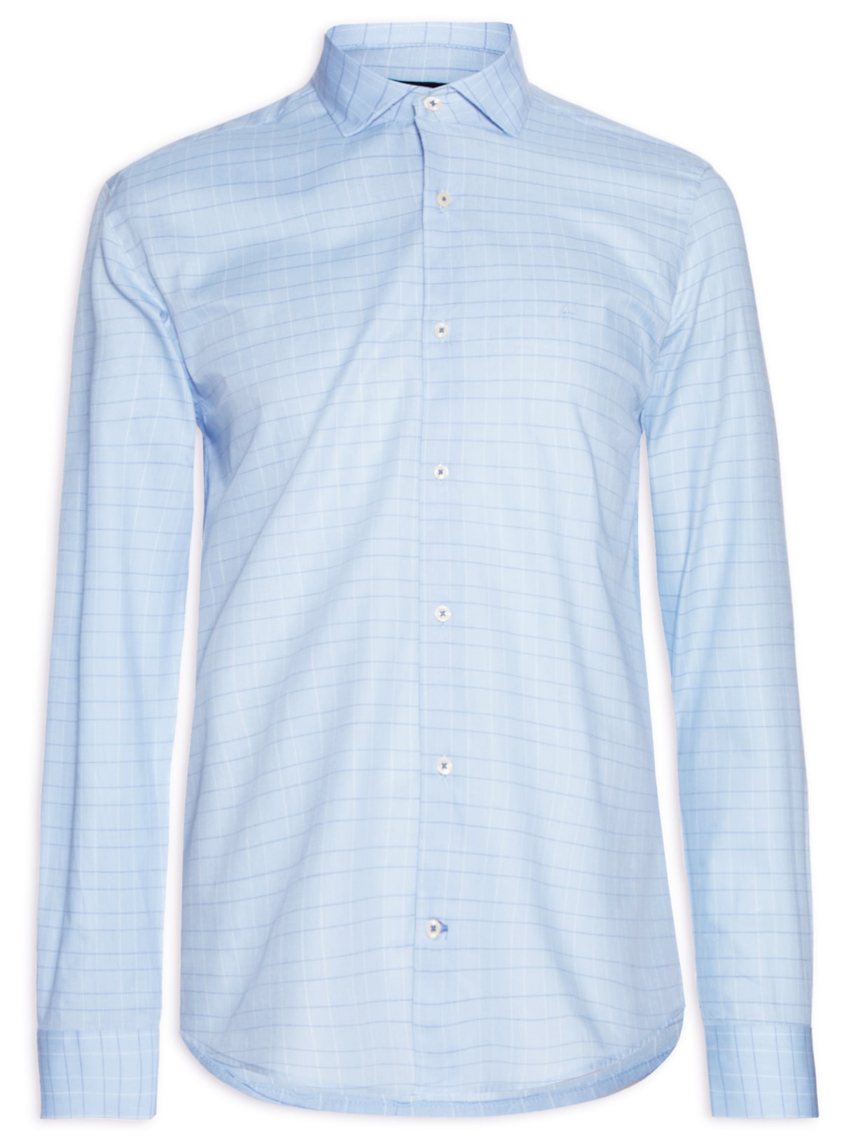 Camisa Masculina Slim Tricoline Xadrez (MO) - Azul