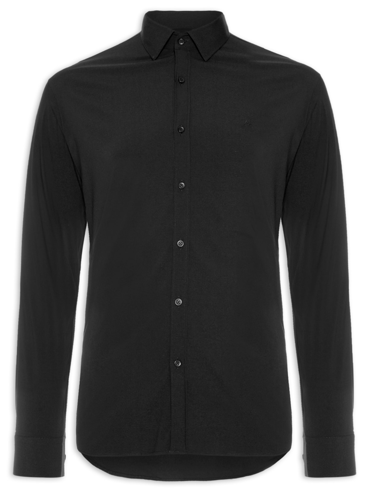 Camisa Masculina Slim Viscose Poliamida Ls - Preto