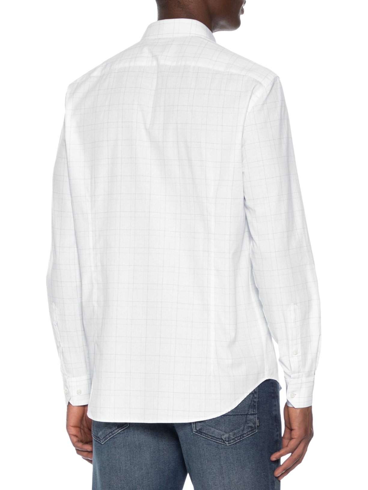 Camisa Masculina Slim Xadrez Branco Aramis