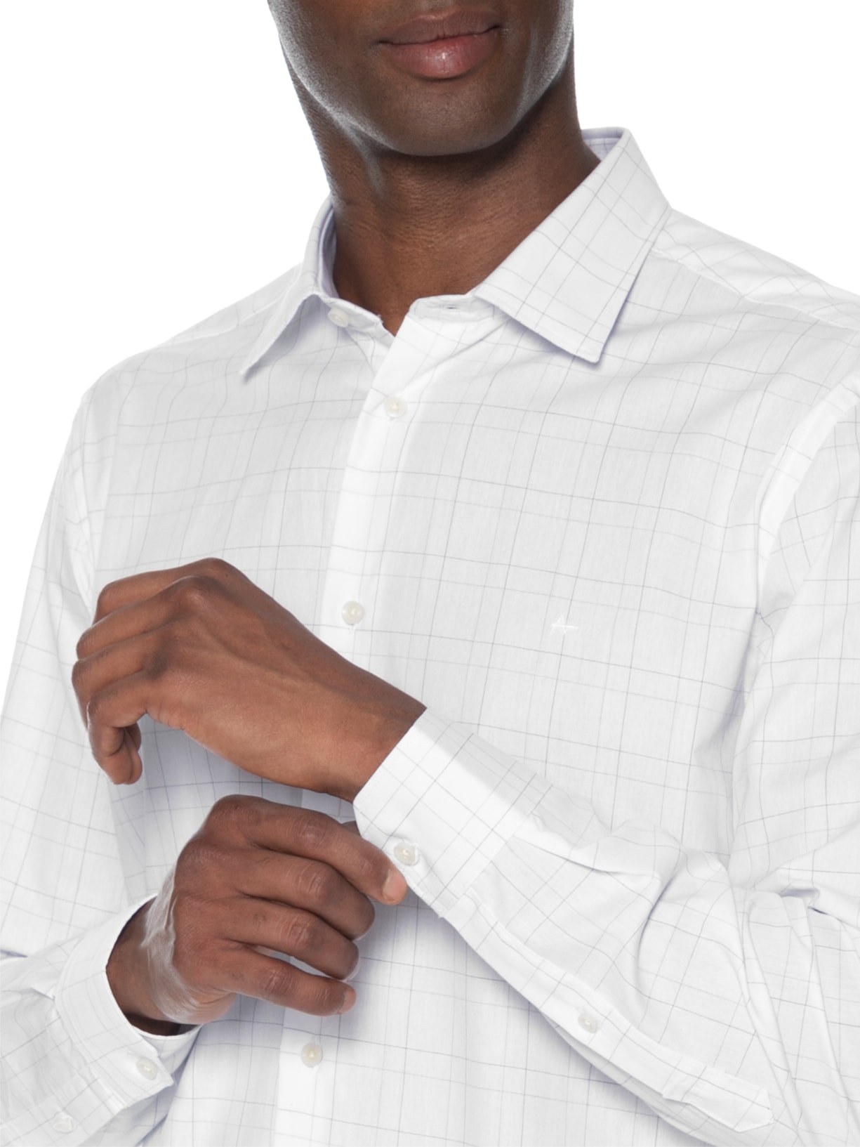Camisa Masculina Slim Xadrez Branco Aramis