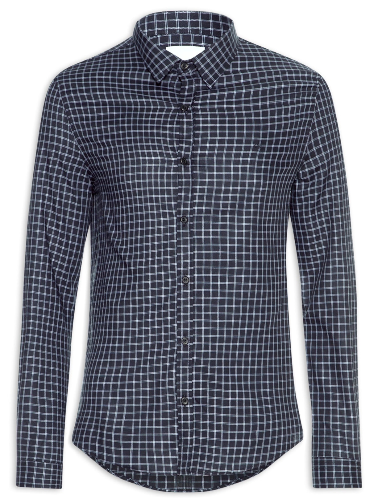 Camisa Masculina Slim Xadrez Clássico - Preto