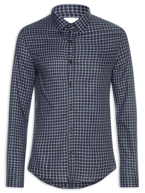 Camisa Masculina Slim Xadrez Clássico - Preto