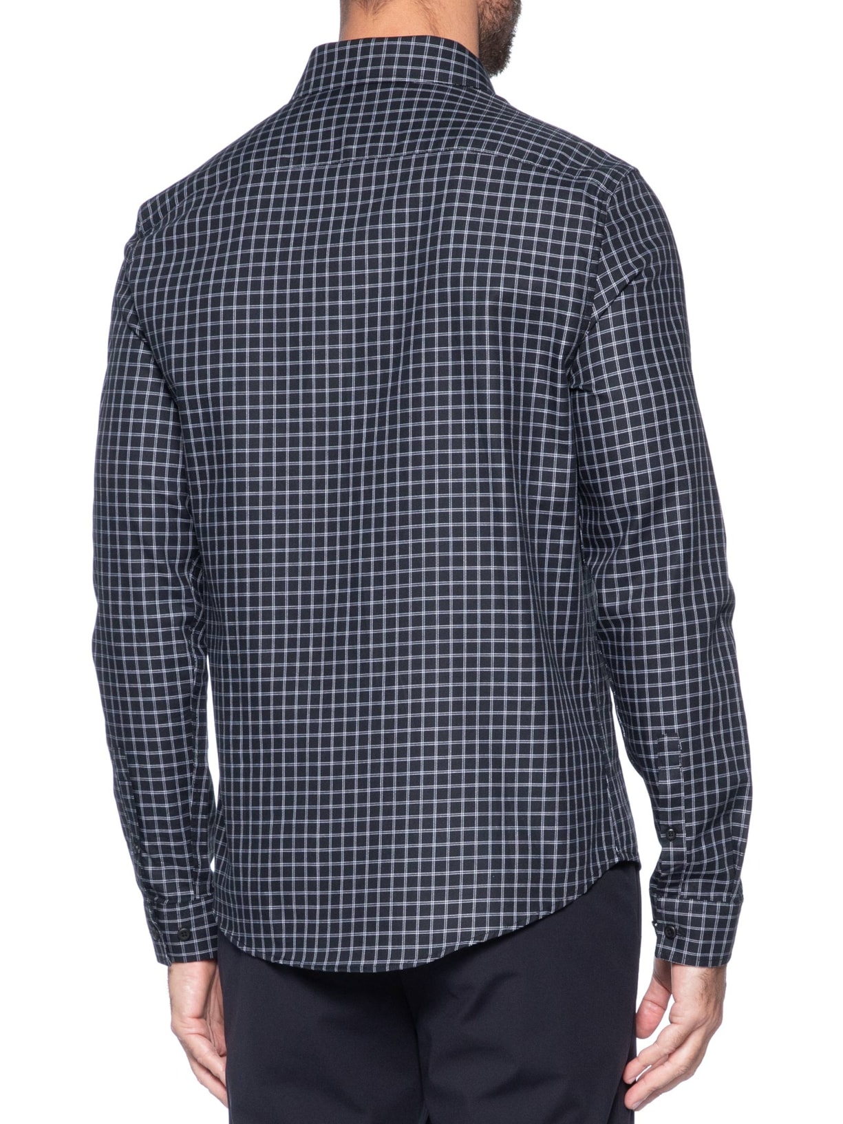 Camisa Masculina Slim Xadrez Clássico Preto Calvin Klein