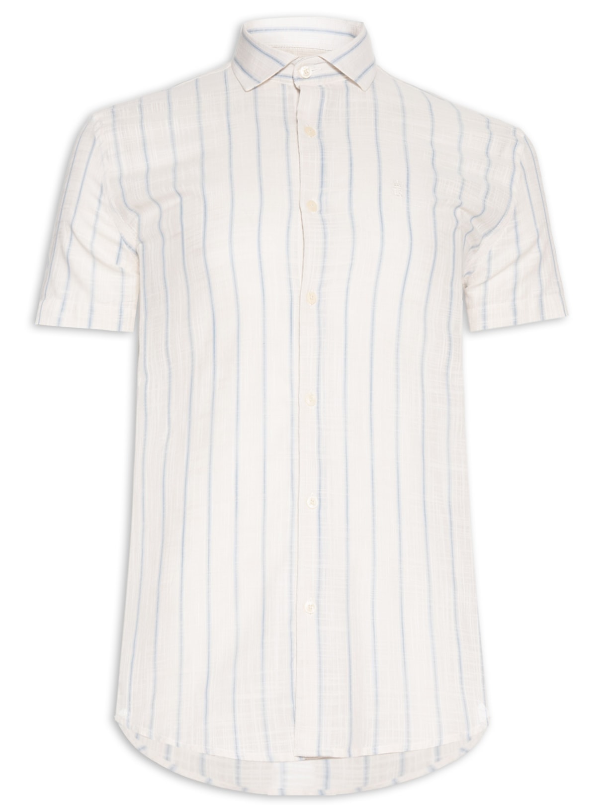 Camisa Masculina Slub Listras Azul Sergio K