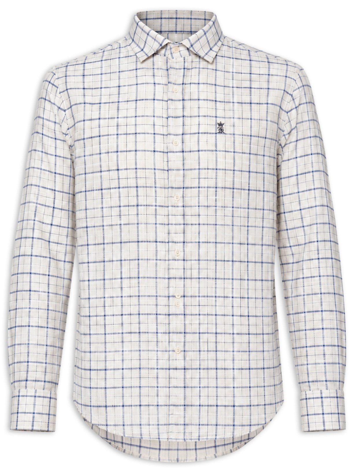 Camisa Masculina Slub Quadros Azul Sergio K