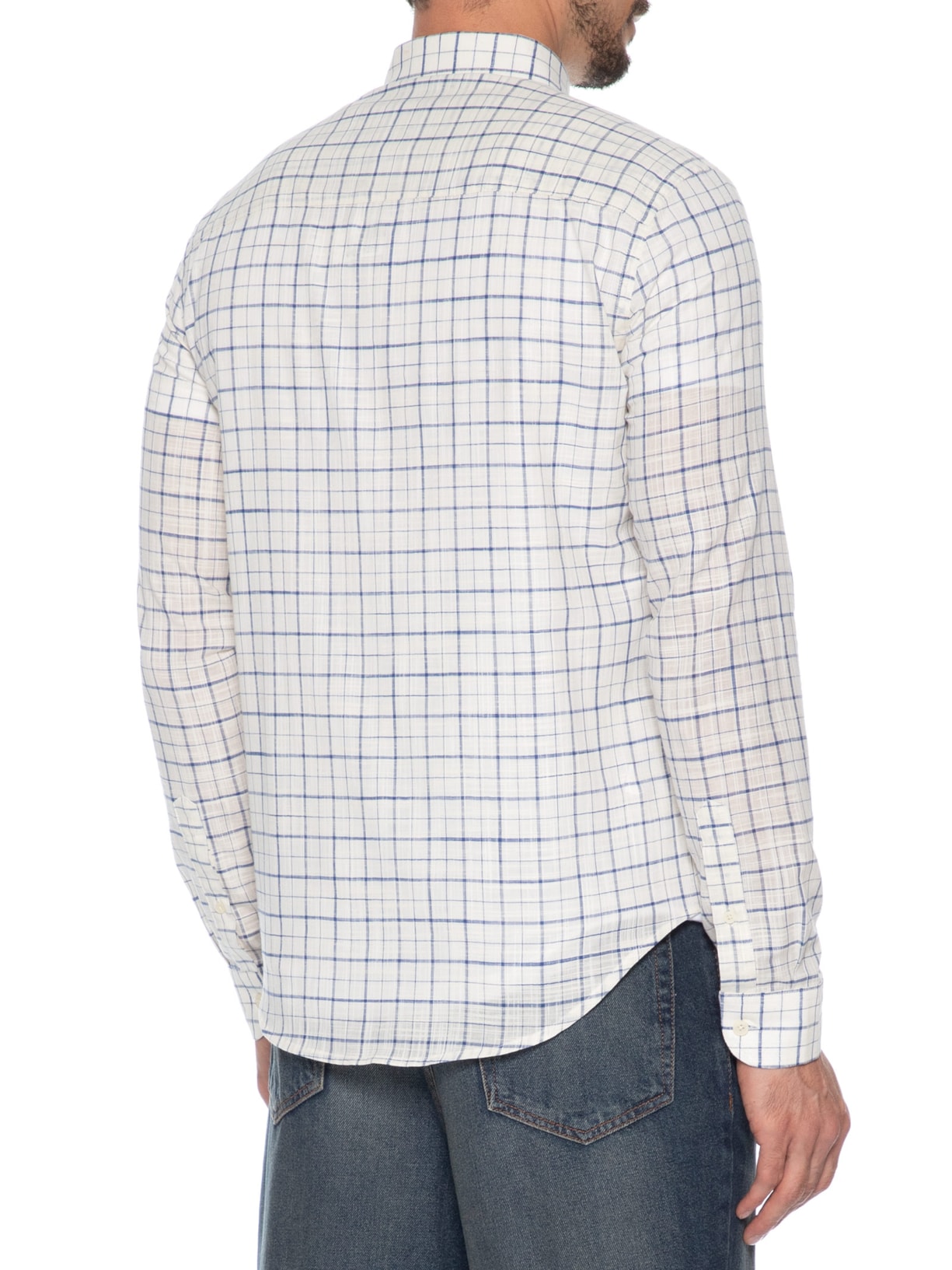 Camisa Masculina Slub Quadros Azul Sergio K