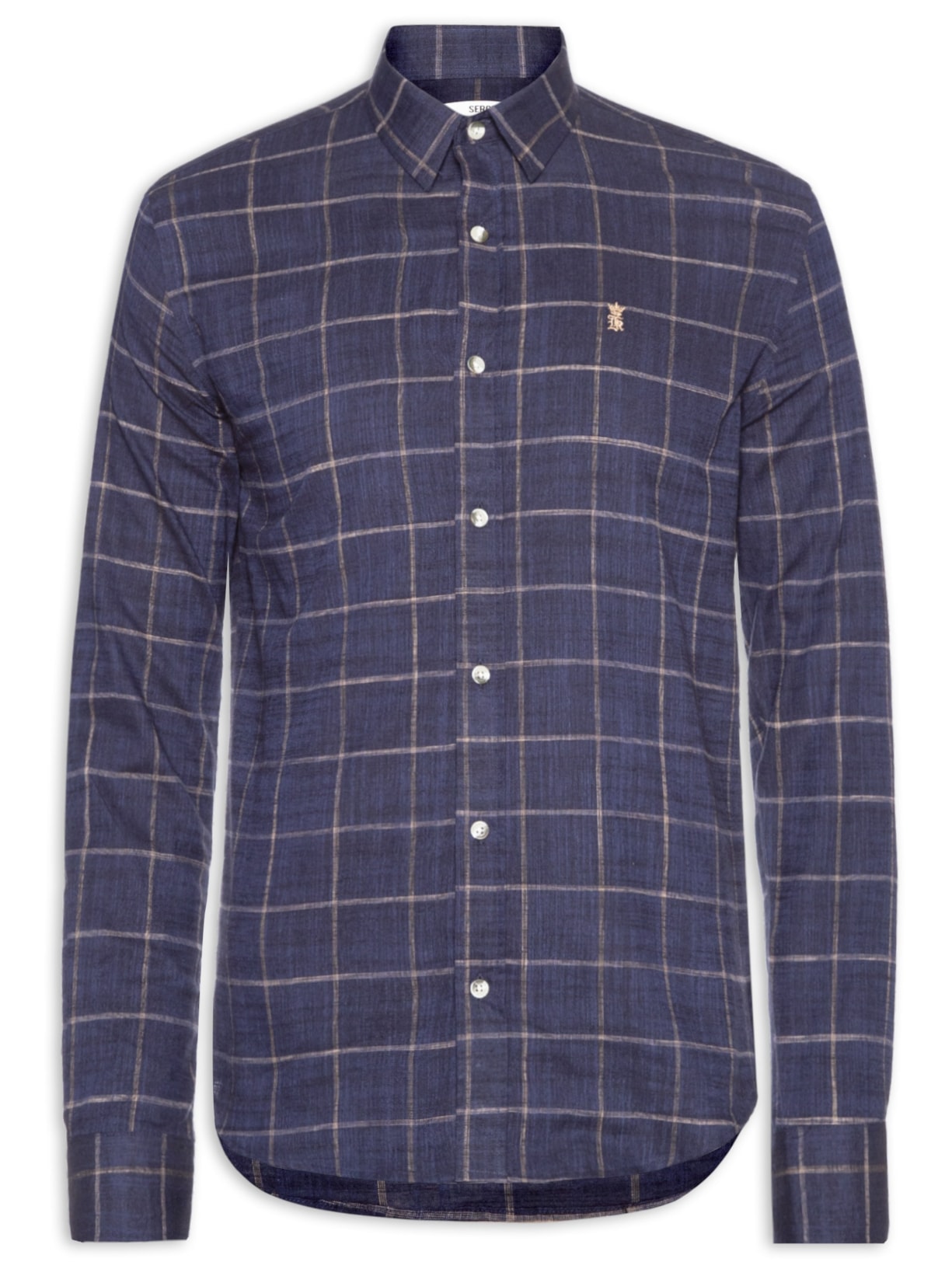 Camisa Masculina Slub Quadros Gold - Azul