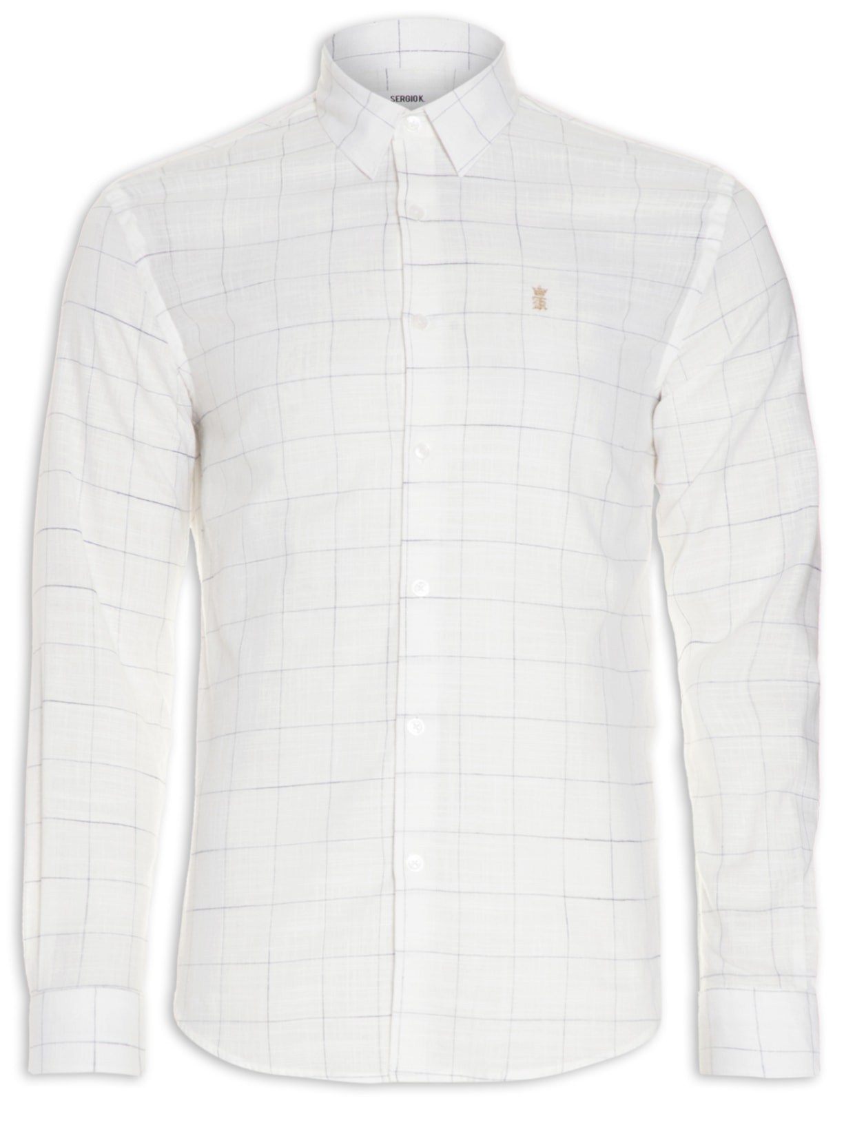 Camisa Masculina Slub Quadros - Off White