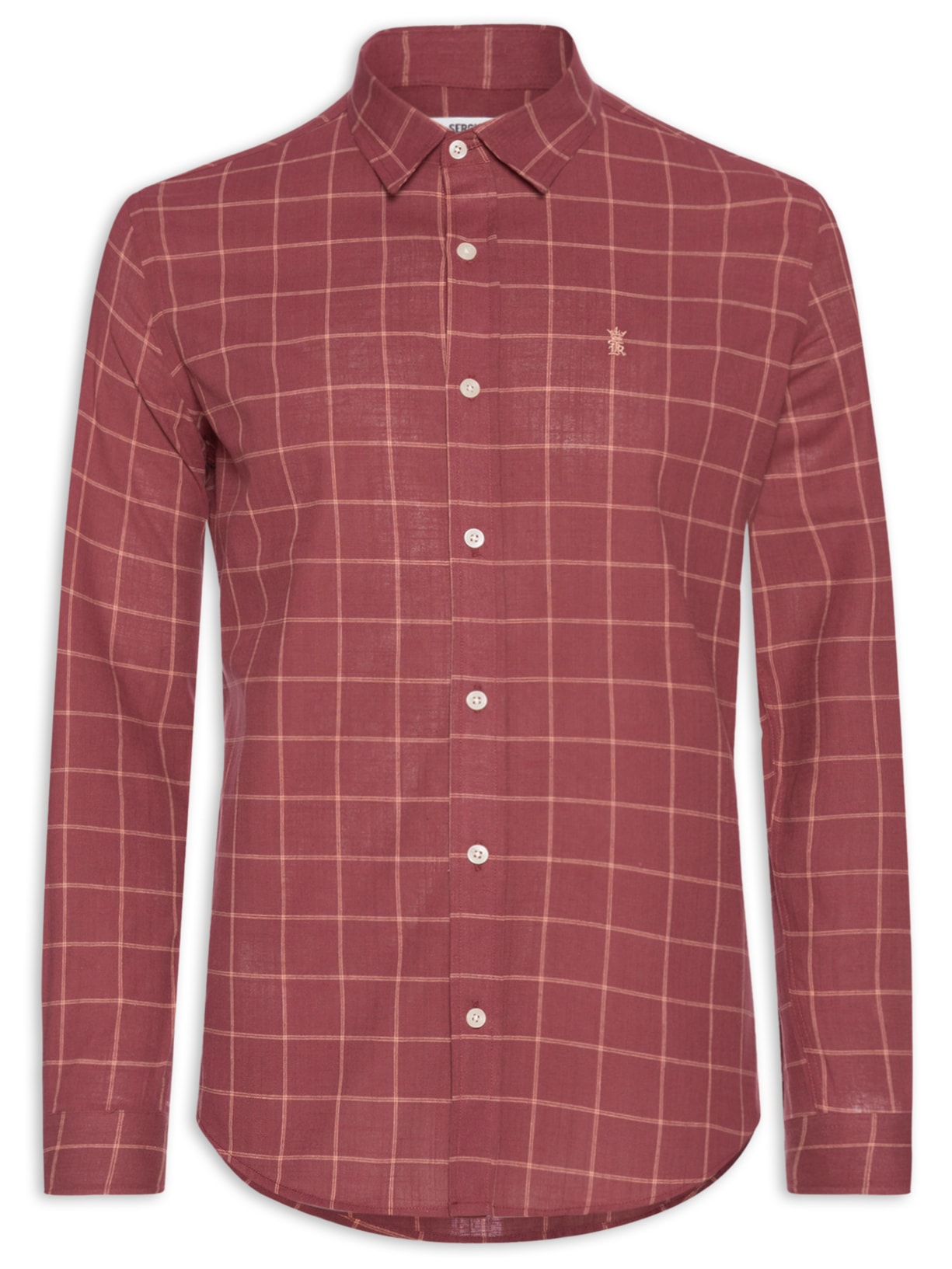 Camisa Masculina Slub Quadros - Vinho