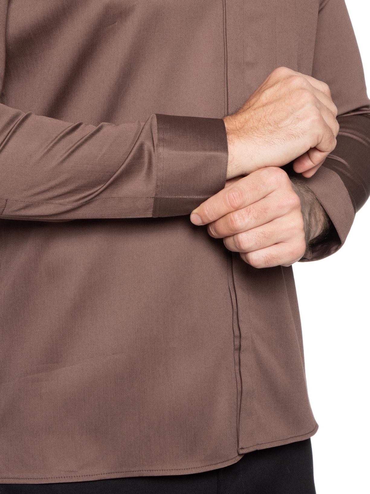 Camisa Masculina Social Austin Com Bolso Slim Fit Algodão Pima Marrom Ricardo Almeida