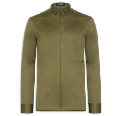 Camisa Masculina Social Austin Com Bolso Slim Fit Algodão Pima - Verde