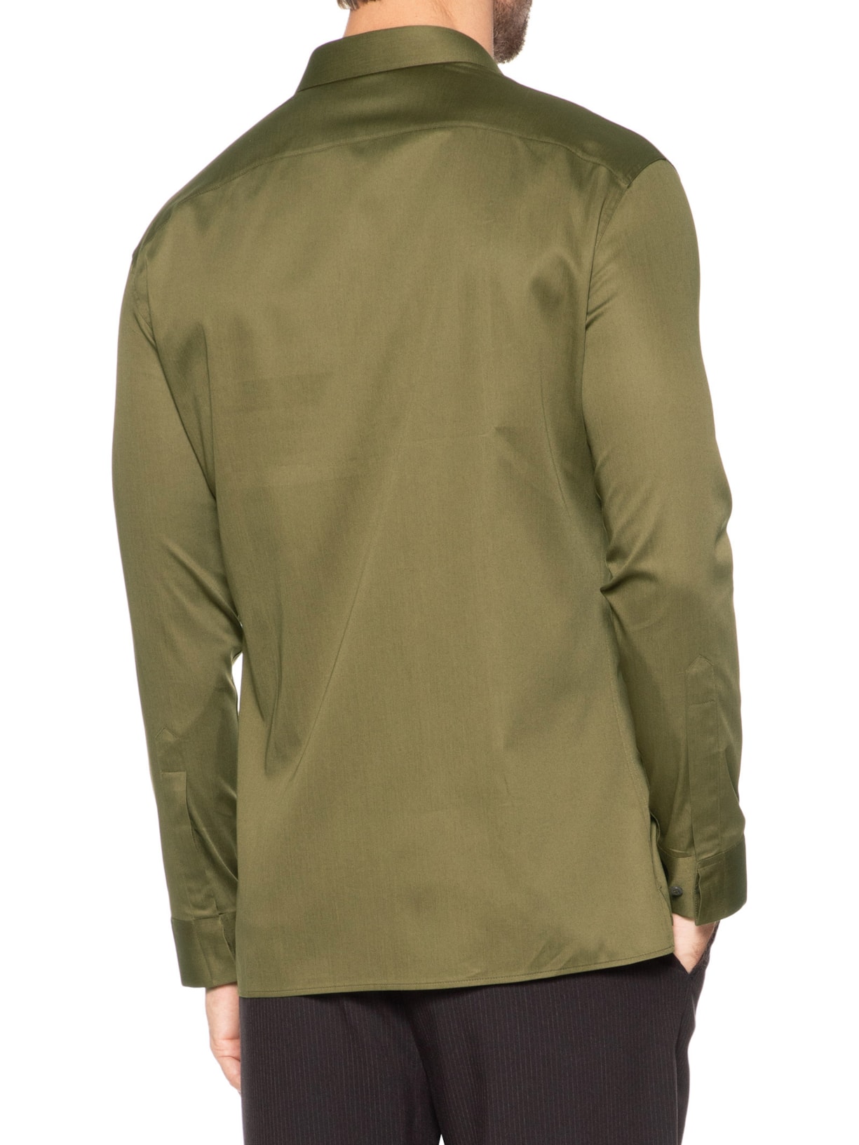 Camisa Masculina Social Austin Com Bolso Slim Fit Algodão Pima Verde Ricardo Almeida