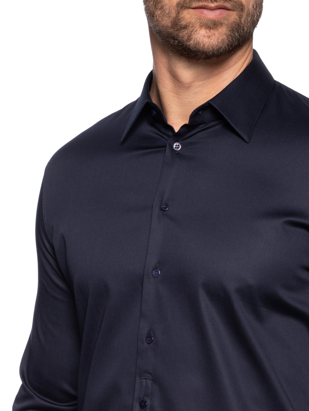 Camisa Masculina Social Austin Com Martingale Slim Fit Algodão Pima Azul Marinho Ricardo Almeida