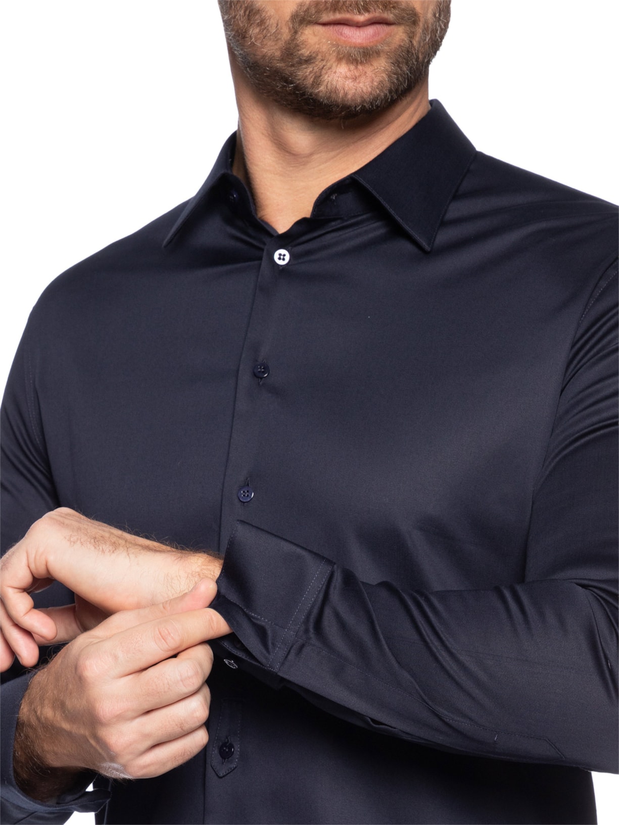 Camisa Masculina Social Austin Com Martingale Slim Fit Algodão Pima Azul Marinho Ricardo Almeida