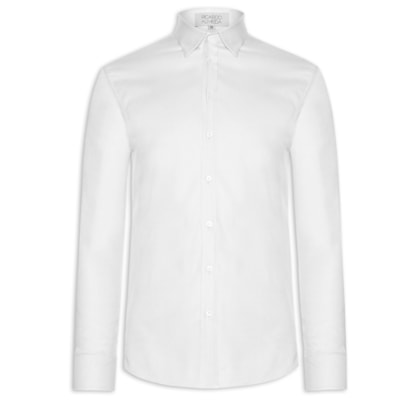 Camisa Masculina Social Austin Com Martingale Slim Fit Algodão Pima - Branco
