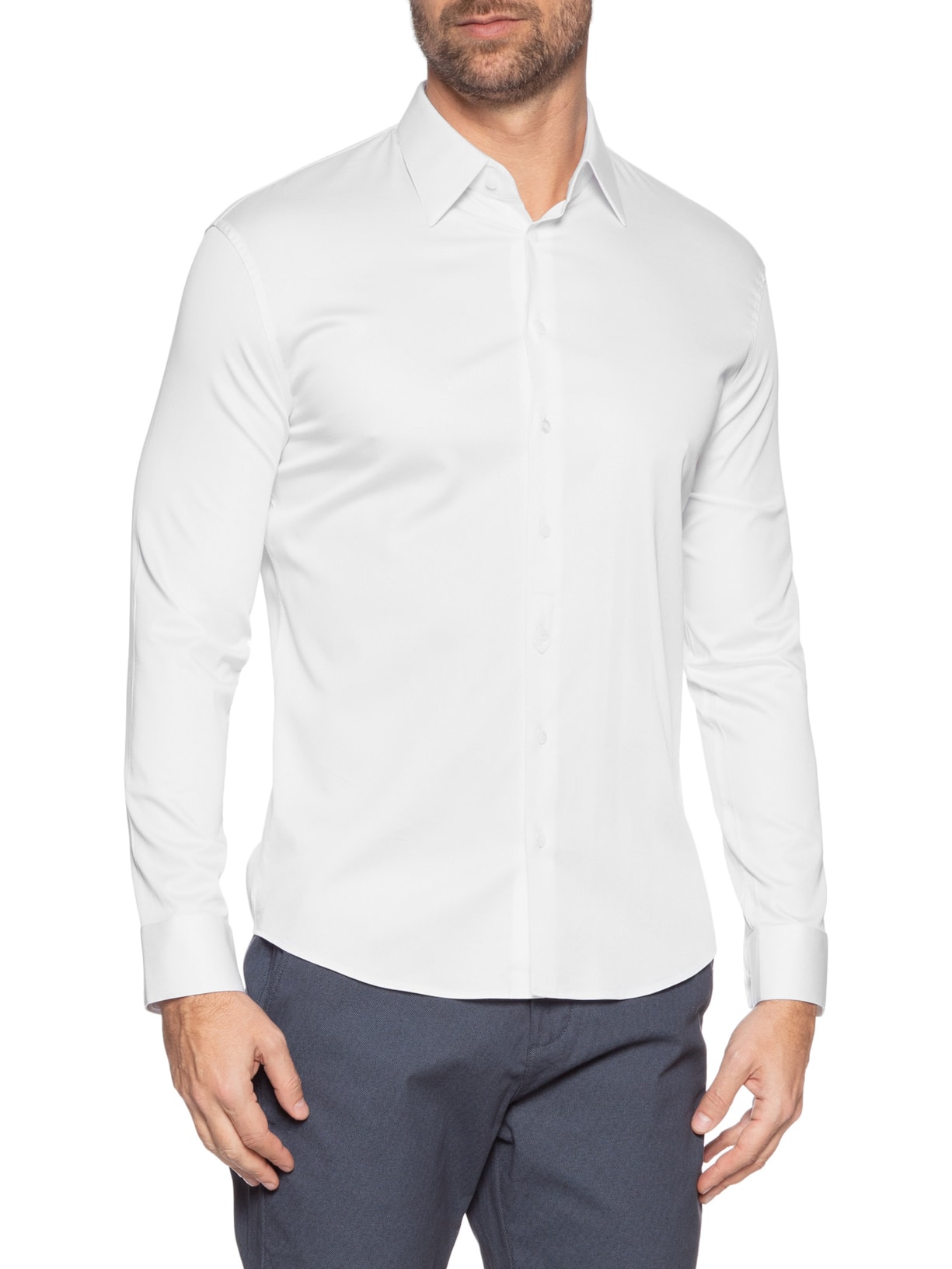 Camisa Masculina Social Austin Com Martingale Slim Fit Algodão Pima Branco Ricardo Almeida