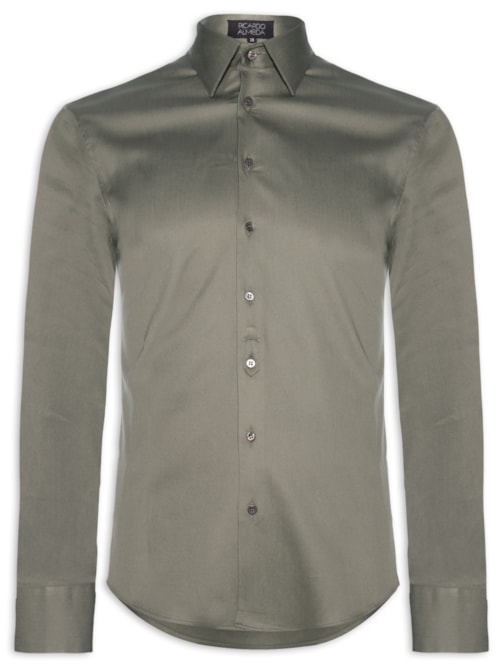 Camisa Masculina Social Austin Com Martingale Slim Fit Algodão Pima - Marrom