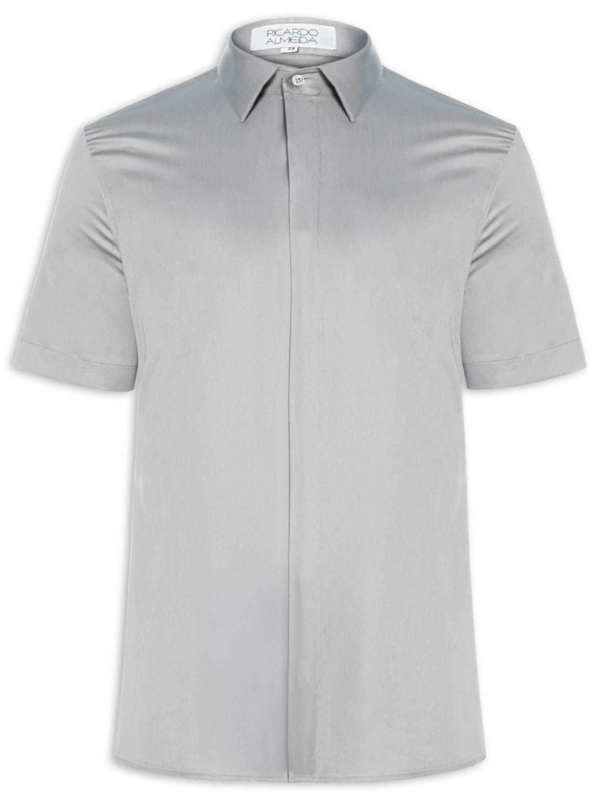 Camisa Masculina Social Austin Slim Fit Algodão Pima Cinza Ricardo Almeida