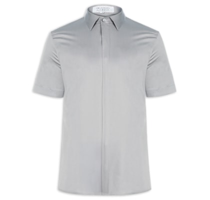 Camisa Masculina Social Austin Slim Fit Algodão Pima - Cinza
