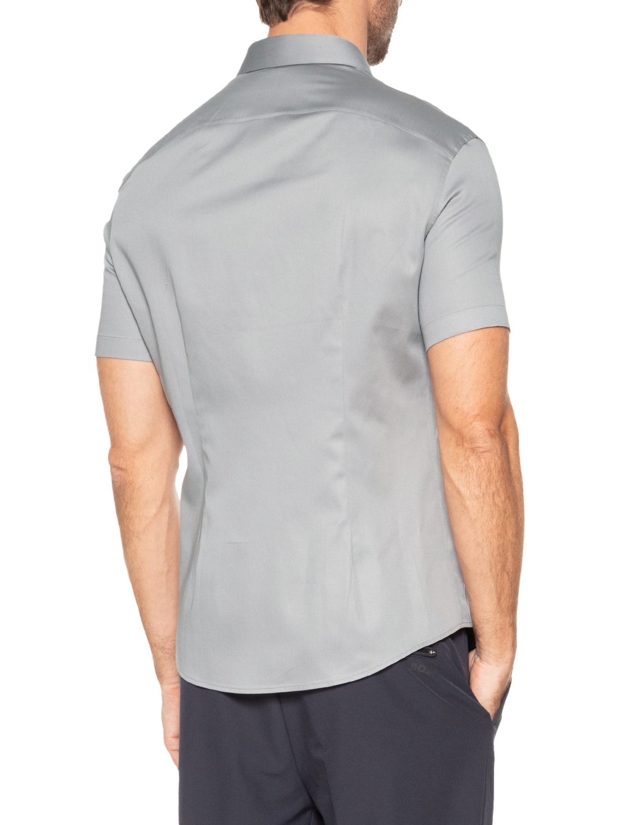 Camisa Masculina Social Austin Slim Fit Algodão Pima Cinza Ricardo Almeida