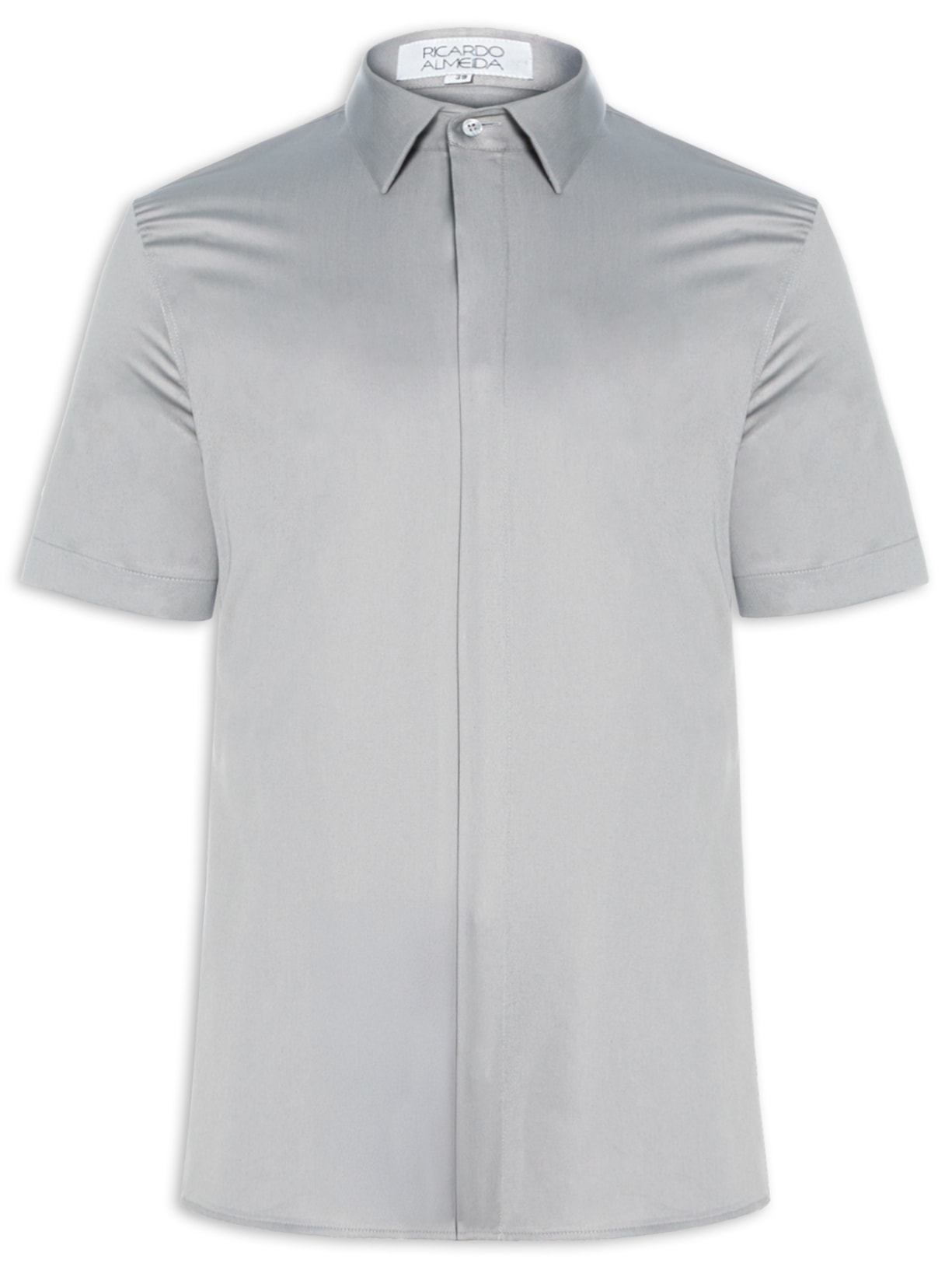 Camisa Masculina Social Austin Slim Fit Algodão Pima - Cinza