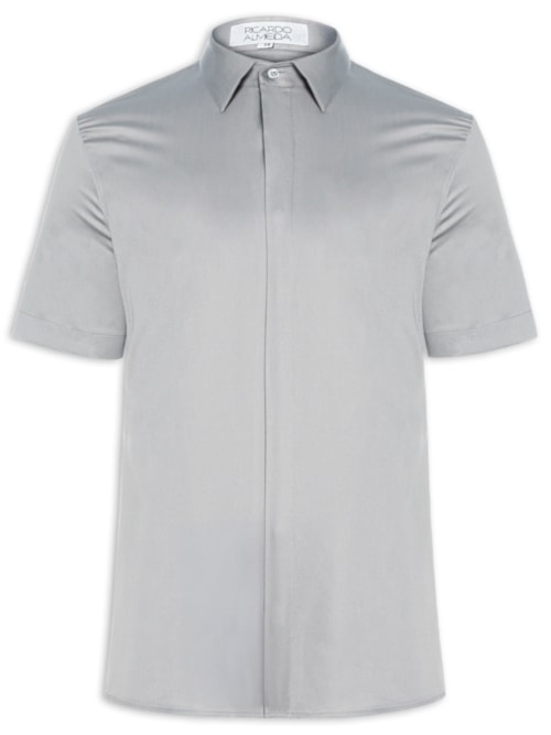 Camisa Masculina Social Austin Slim Fit Algodão Pima - Cinza